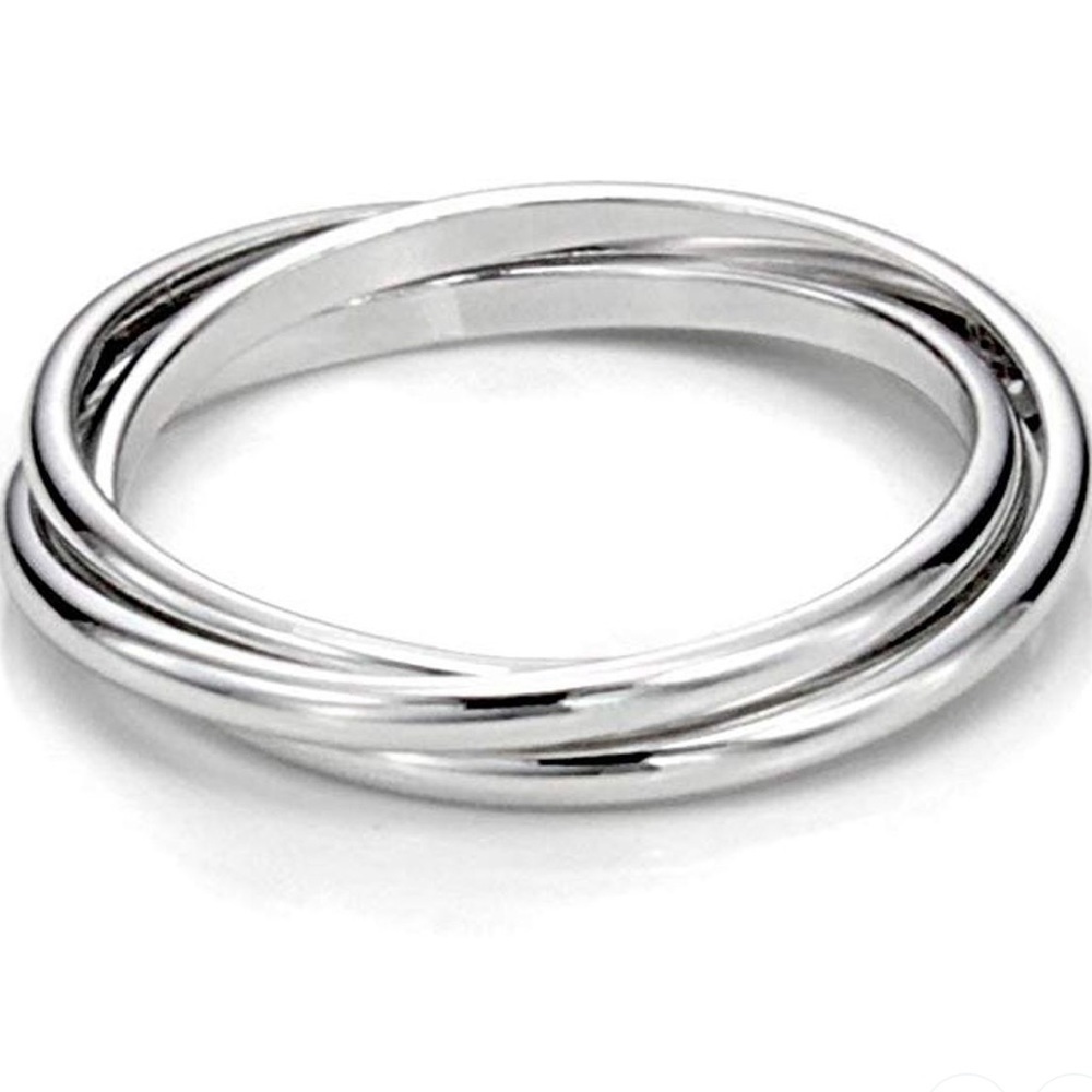 Silver Triple Interlocking Rings Size 8 - Picture 5 of 10